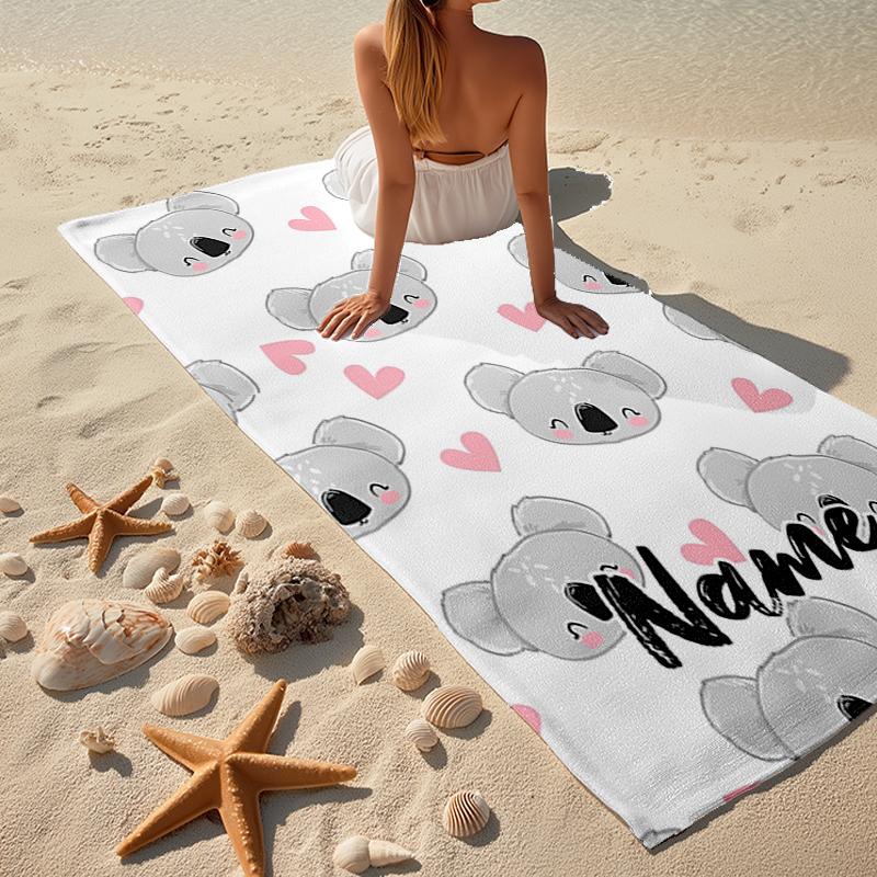 Personalisierbares Ultra-Weiches Strandtuch mit Koala-Motiv, Ideal für Pool - Camping, Tauchen - Perfekter Reisebegleiter, Lebendiges Strandtuch.