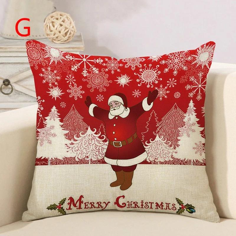 Santa Linen Pillow Home Furnishing Imitation Linen Pillowcase Car Sofa Cushion Pillow