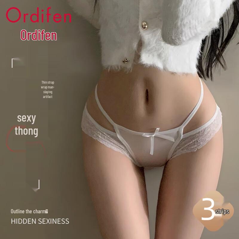 Audifen Women's Sexy Semi-Sheer Lace Briefs 3-Pack