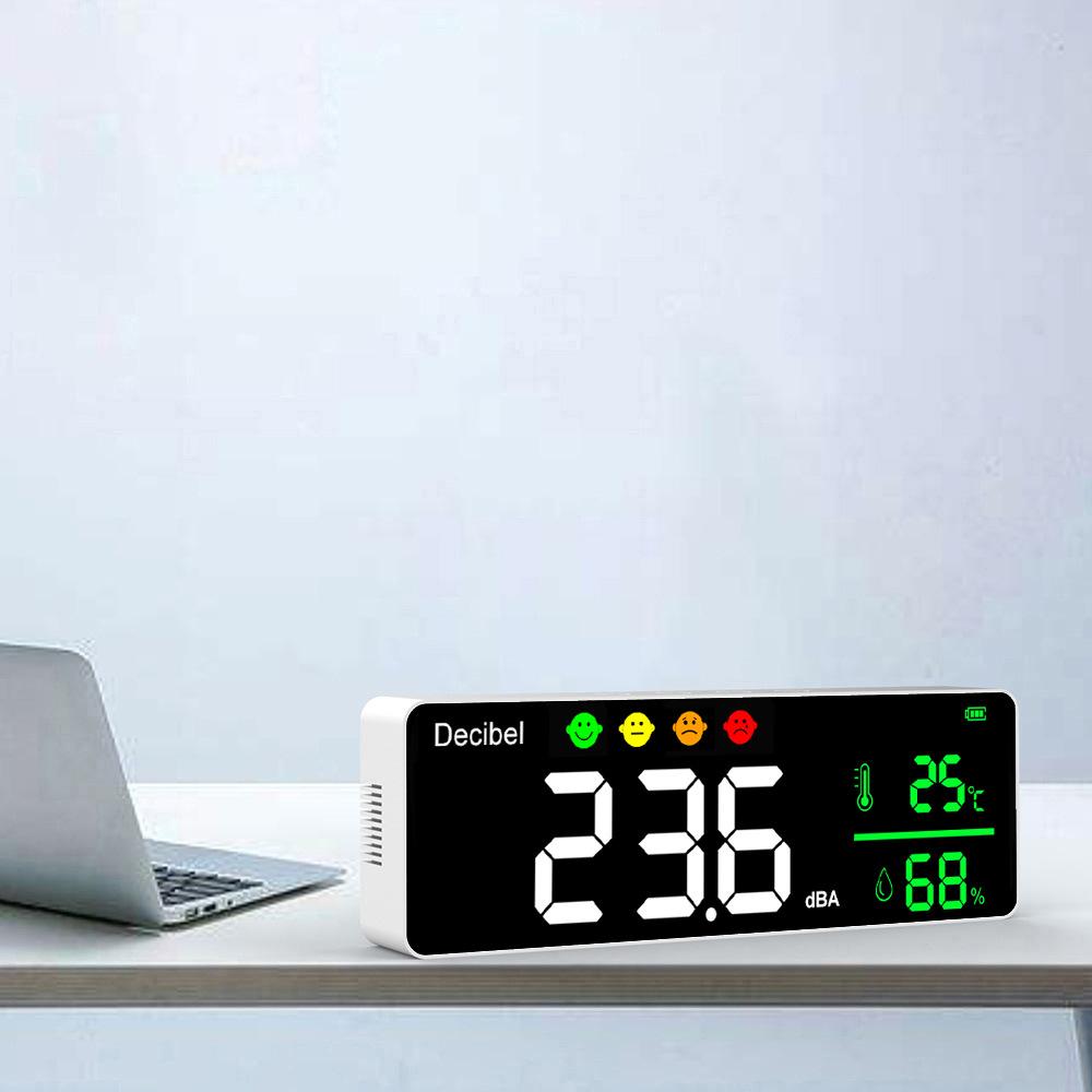 Noise Meter Wall Mounted Noise Detector Noise Decibel Test Sound Level Meter Temperature  Humidity Meter