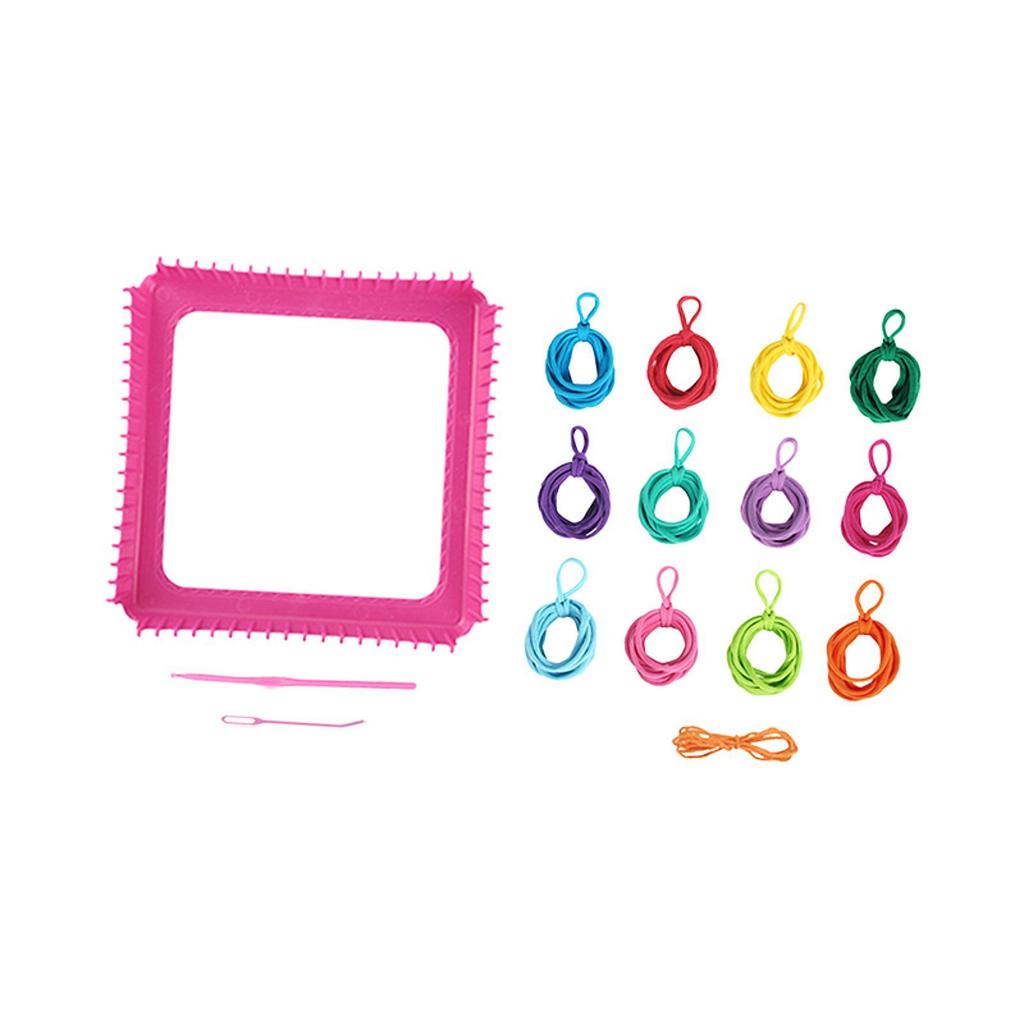 Weaving Loom Kit Making Toy DIY Craft with Crochet Hook Pot Holder Loops for Kids Beginners Adults Tote Bag Christmas Gifts