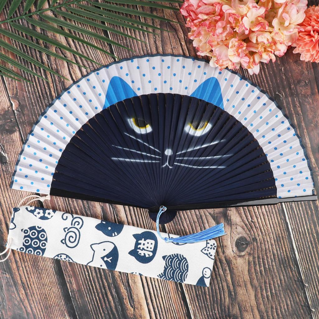 DERAYEE Folding Japanese Summer Mini for Festivals and Fireworks Japanese Blue Fan, Bamboo, Style, Fan, Stylish, Handheld, Displays, Accessory, Gift,