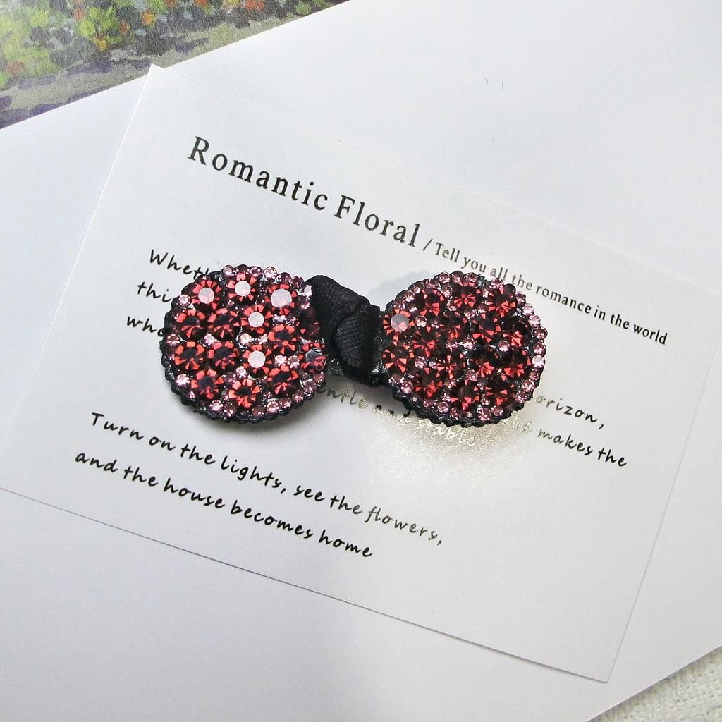 Korean Style Rhinestone Heart Bow Hair Clip for Women