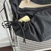 Retro Plaid Hobos Messenger Bags For Women Drawstring Pocket Nylon Dumpling Bag Large Capacity Portable Travel Shoulder Bags