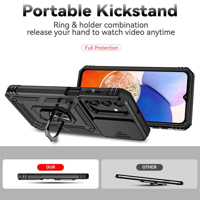 For Samsung Galaxy A55 Case Slide Lens Camera Peotection Armor Phone Case  For GalaxyA55 A55 A 55 Car Magnetic Holder Ring Cover