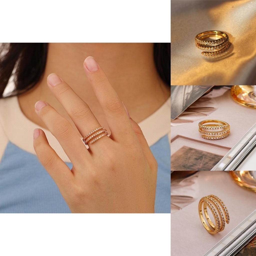 Elegant Fashionable Adjustable Copper Ring For Women With Chic Geometric Design