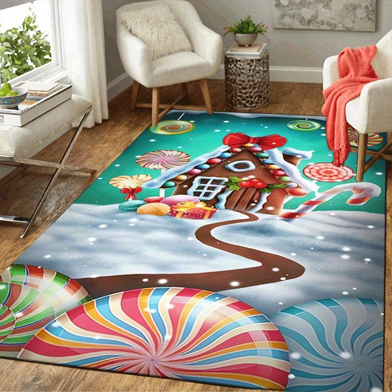 1pc Candy House Design Area Rug - Soft, Anti-Slip, and Durable Gaming Room Decor for Bedroom