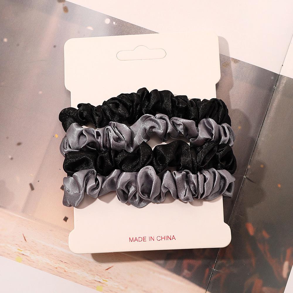 Cross-border Satin Hair Tie & Headband Set - Pig Intestine Style, Simple Ponytail, Leather Bun Tie