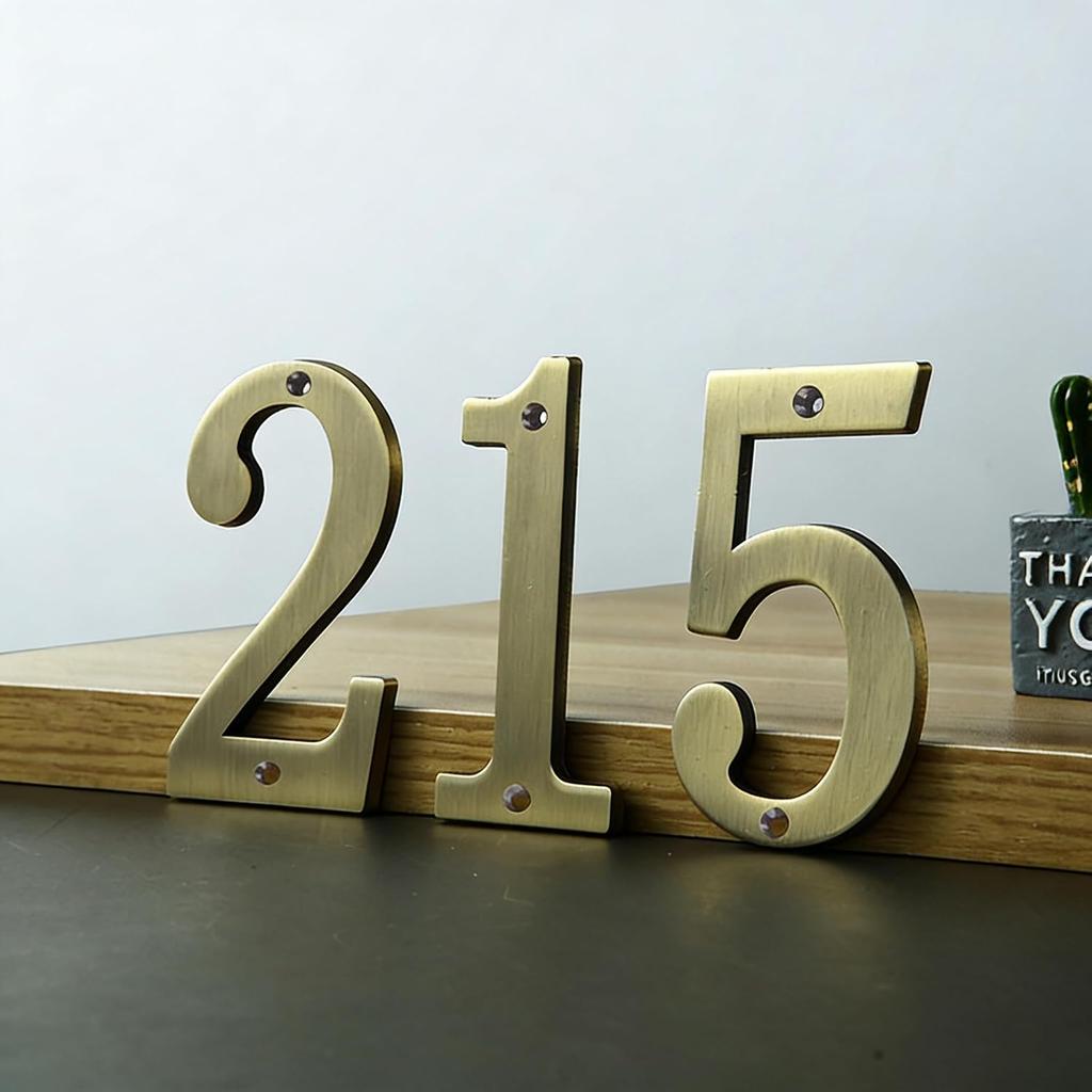 Solid Brass House Number Sign, 2.75 Inch (70mm) Metal Address Plaque for Mailbox, Apartment, Exterior Door, Number 8