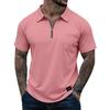 Men's Casual Zipper Collar Lightweight Breathable Short-Sleeve Top