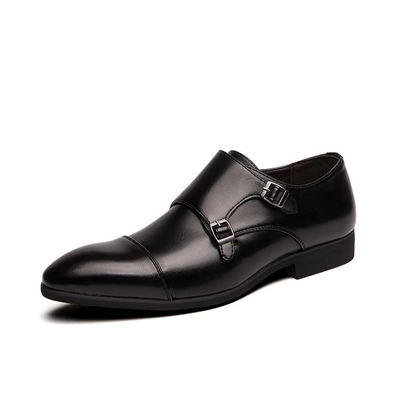 Autumn 2025 Men s Plus Size Color Block Monk Leather Shoes (Sizes 38-48) - Casual Business Formal Style 39 чёрный