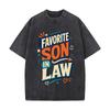 Funny Favorite Son In Law Lettering Loose Solid Distressed T Shirt American Casual Crew Neck Top