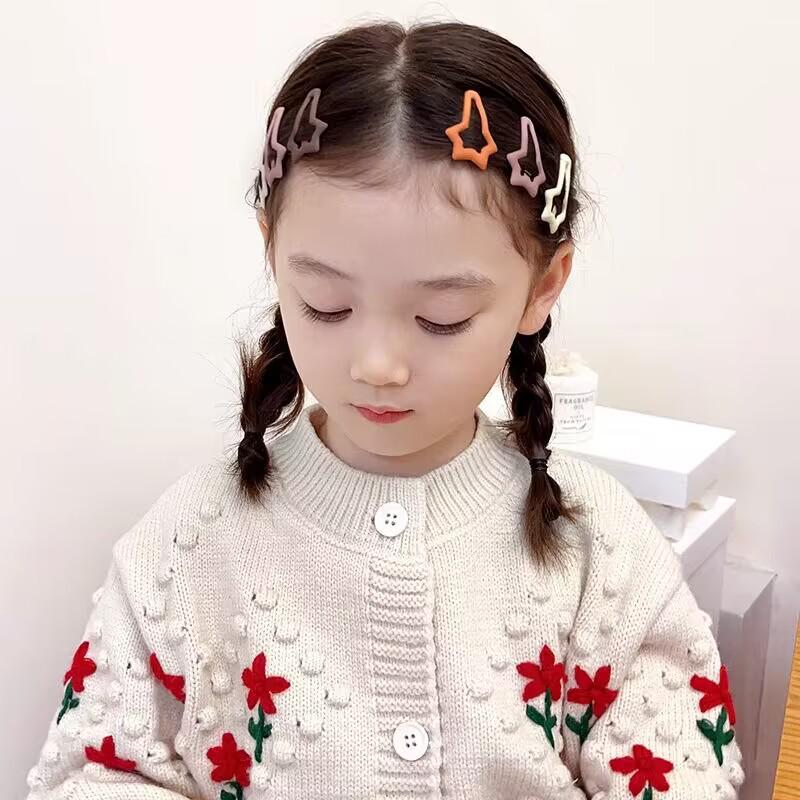 Frosted Pentagram Milk Coffee Hairpins for Energetic Girls - Princess Style BB Bangs Clips