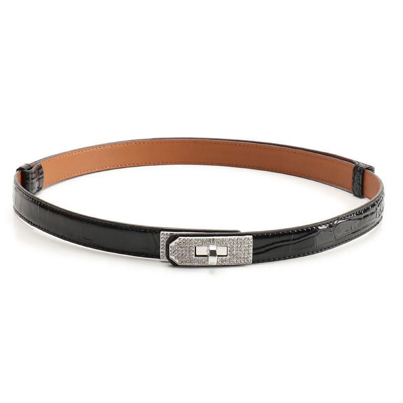 

Belt Lock Alloy For Women With Water Drilling Design Suitable Office Gift Wear Silver Black