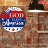 God Bless America Patriotic Metal Sign Vintage USA Flag Round Iron Wall Decor 8x8 Inch Stars Stripes Garden Yard Ornament