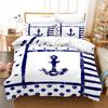 Anchor Duvet Cover Set,Nautical Pattern Classic Colors And Anchors Simplistic Design Sailor Ship Print Bedding Set Queen Size