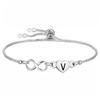 Stainless Steel Infinity Heart Initial Letter Bracelet Adjustable Slider Box Chain Bracelet for Women