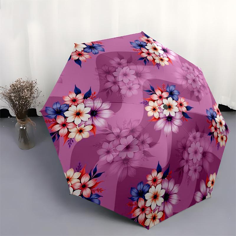 1pc Floral Pattern Design Umbrella with Plastic Handle,Suitable for All Seasons Umbrellaptys26054