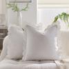 Solid Velvet Cushion Cover With Wave Fringed Navy Red Green Pink Brown Grey