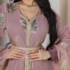 AB213 Gold Stamping Chiffon Plus Size Muslim Long Dress
