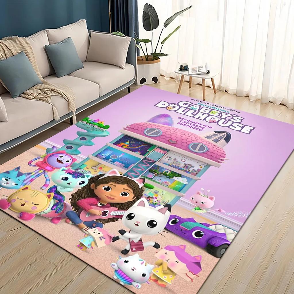 2025 New Style Gabbys Dollhouse Cartoon Girl Gift Carpet Rug for Living Room Bedroom Home Sofa Decoration,kid Non-slip Floor Mat