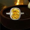 5 Carat Thick Color Yellow Diamond Open Ring Female Redeen Crushed Ice Fat Rectangular Full Diamond Colored Diamond Little Rich Woman 2026