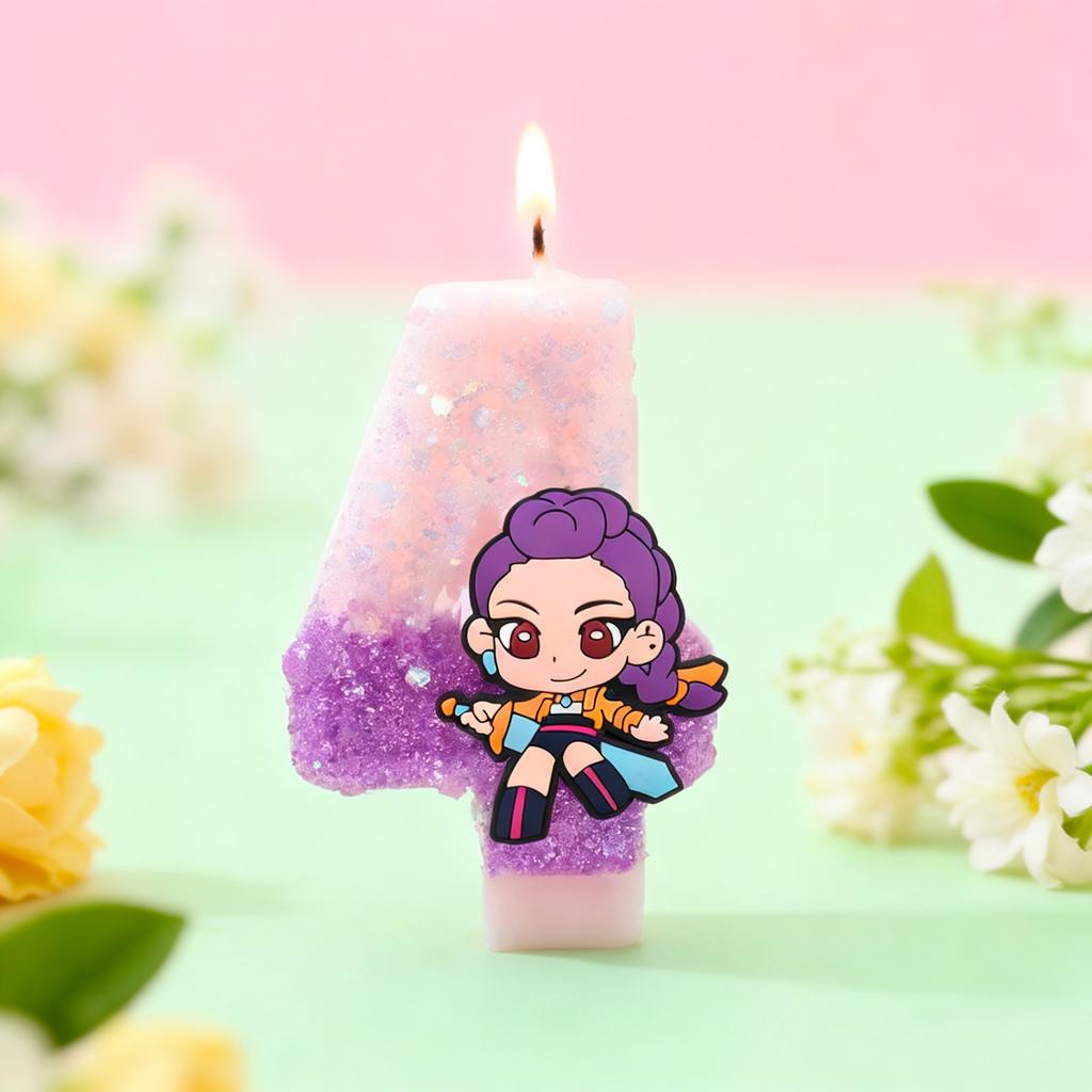 Kpop Demon Hunter Themed Candles for 5-9 Year Old Kids Birthday Parties Exquisite Cake Decorations Party Favors Supplies
