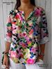 European & American Women's V-Neck Button Casual Top - Spring/Autumn Collection 2026