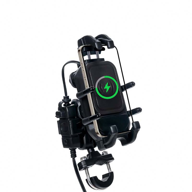 Hot Sell Holder With Usb Bike Motorcycle Mobile Phone Holder With Charger Secure Grip for Delivery Bikes Wireless Charging
