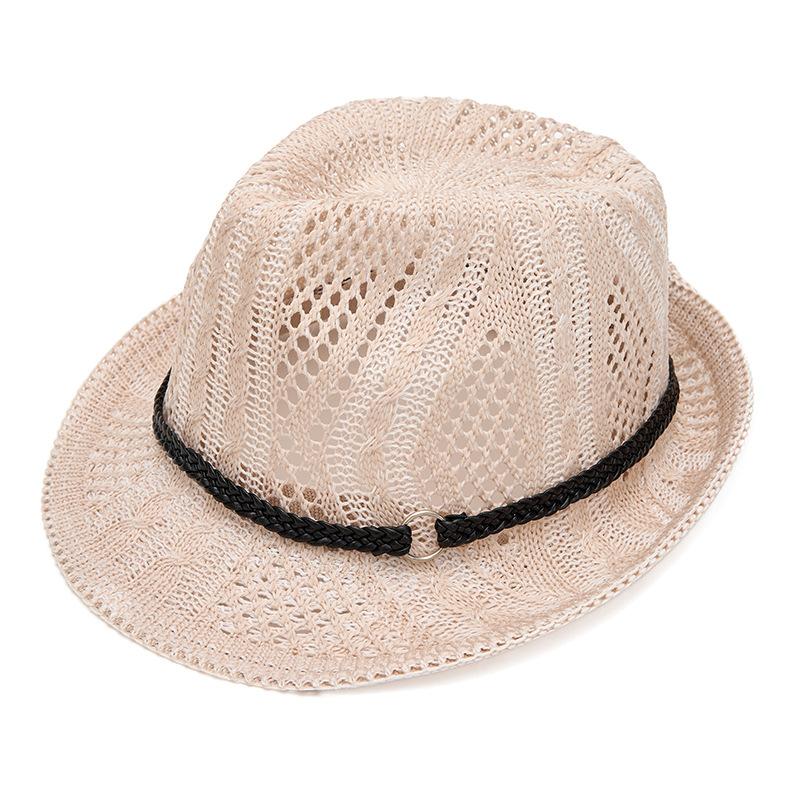 Summer Men Women Hollow Mesh Panama Hat British Retro Jazz Hat Vacation Breathable Sun Protection Sunshade Hat