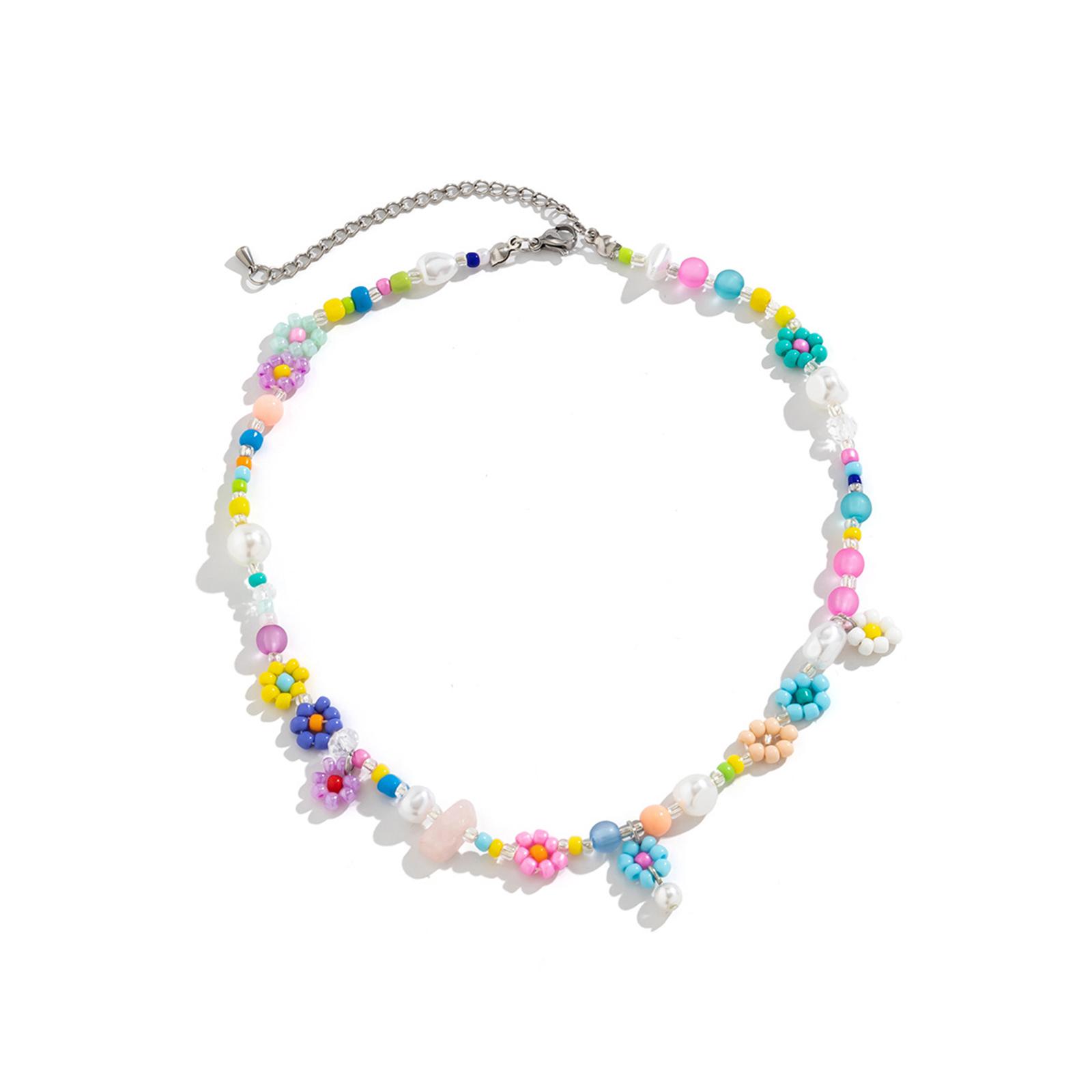 

Delicate Flower Bead Lock Necklace Flower Necklace Beaded Lock Collar Necklace Floral Bead Choker Necklace for Girls 1