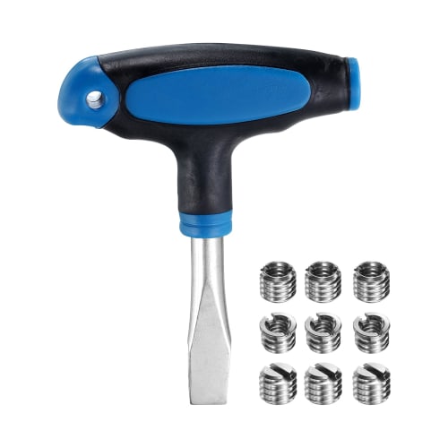 uxcell 12mm T-Handle Flat Head Screwdriver with 9 1/4" to 3/8" Interchangeable Camera Screws for Quick Release Plates, Camera Tripods, Monopods, Blue