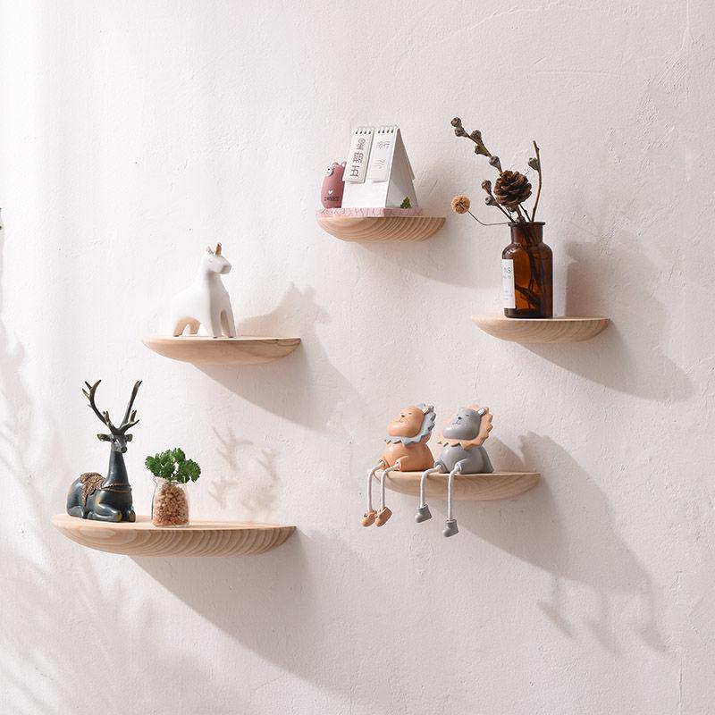 Modern Solid Wood Wall Shelf Frame Accessories Home Livingroom Porch Wall Storage Rack Wall Stand Decoration Wall Holder Crafts