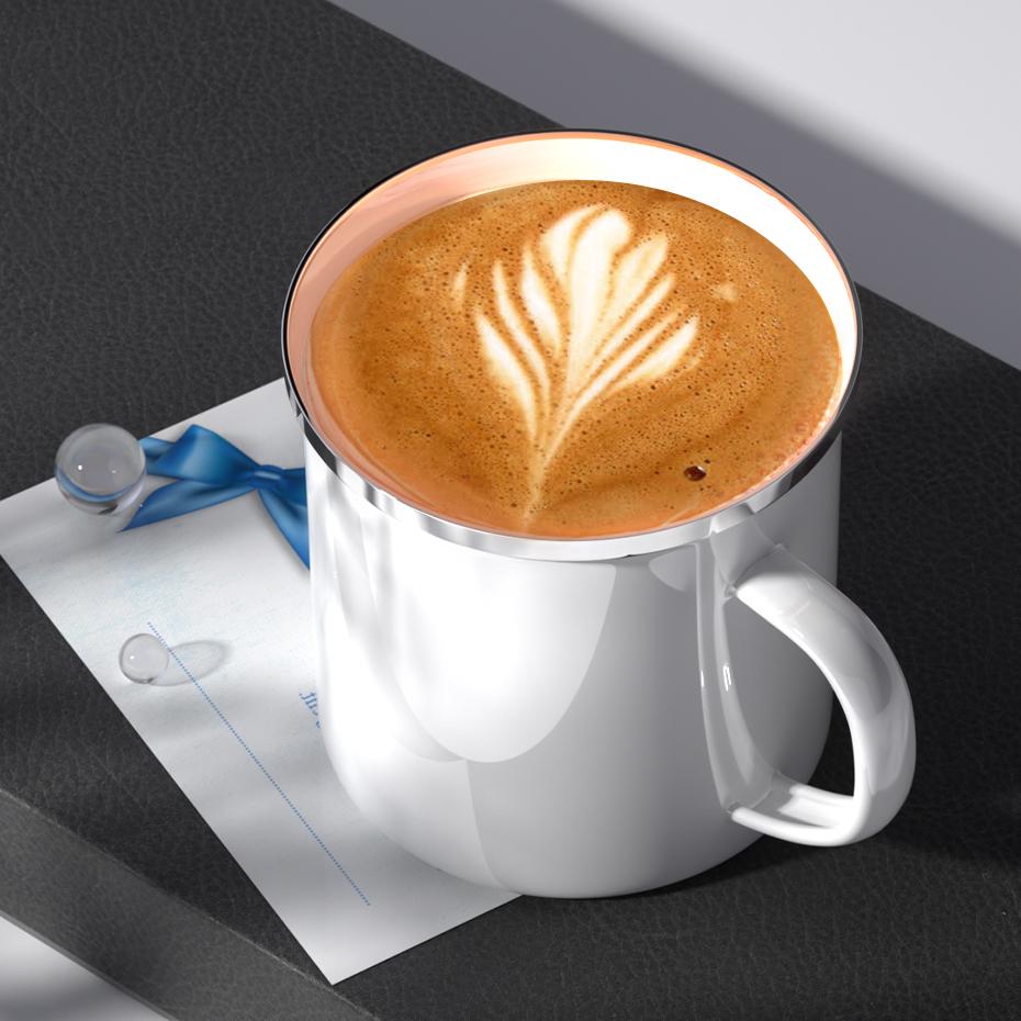 1Pcs Enamel Camping Mugs Set,380ml Coffee Camp  Small Enamel Tea Cups for Indoor and Outdoor Activities,Easy To Clean