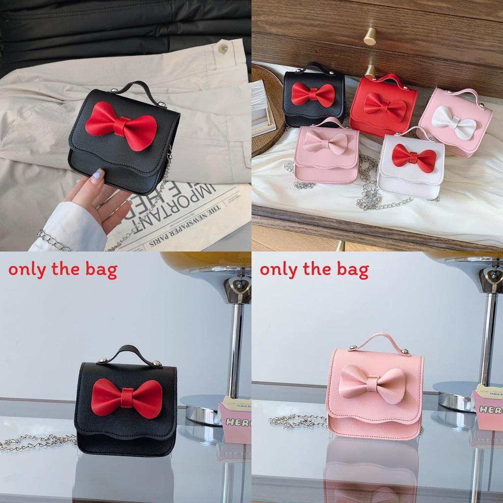 Small Princess Fashion Butterfly Bow Girl Mini Crossbody Bag With Pu Material For Toddler Daily Use