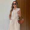 Vacation-style ramie skirt set for women, 1116 European and American summer loose sleeveless top long skirt two-piece set for women