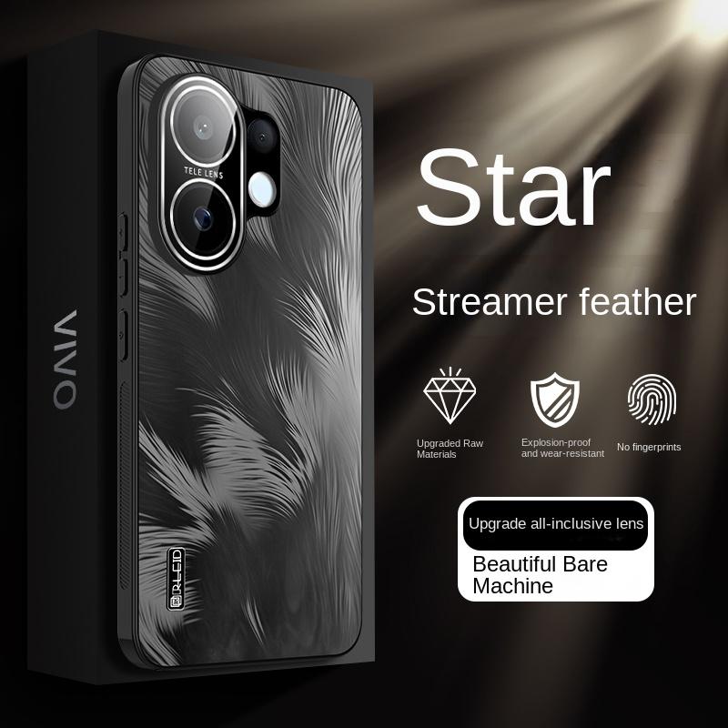 For VIVO S30 S30 ProMini Electroplated Starry Sky Feather Texture Lens All-in-One Drop Anti-Fingerprint Phone Case