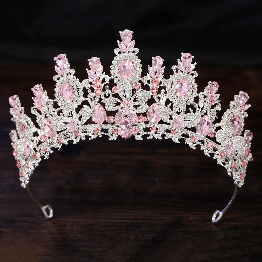 Baroque Luxury Water Drop Crystal Flower Bridal Tiaras Crown Rhinestone Pageant Diadem Bride Headpieces Wedding Hair Accessories