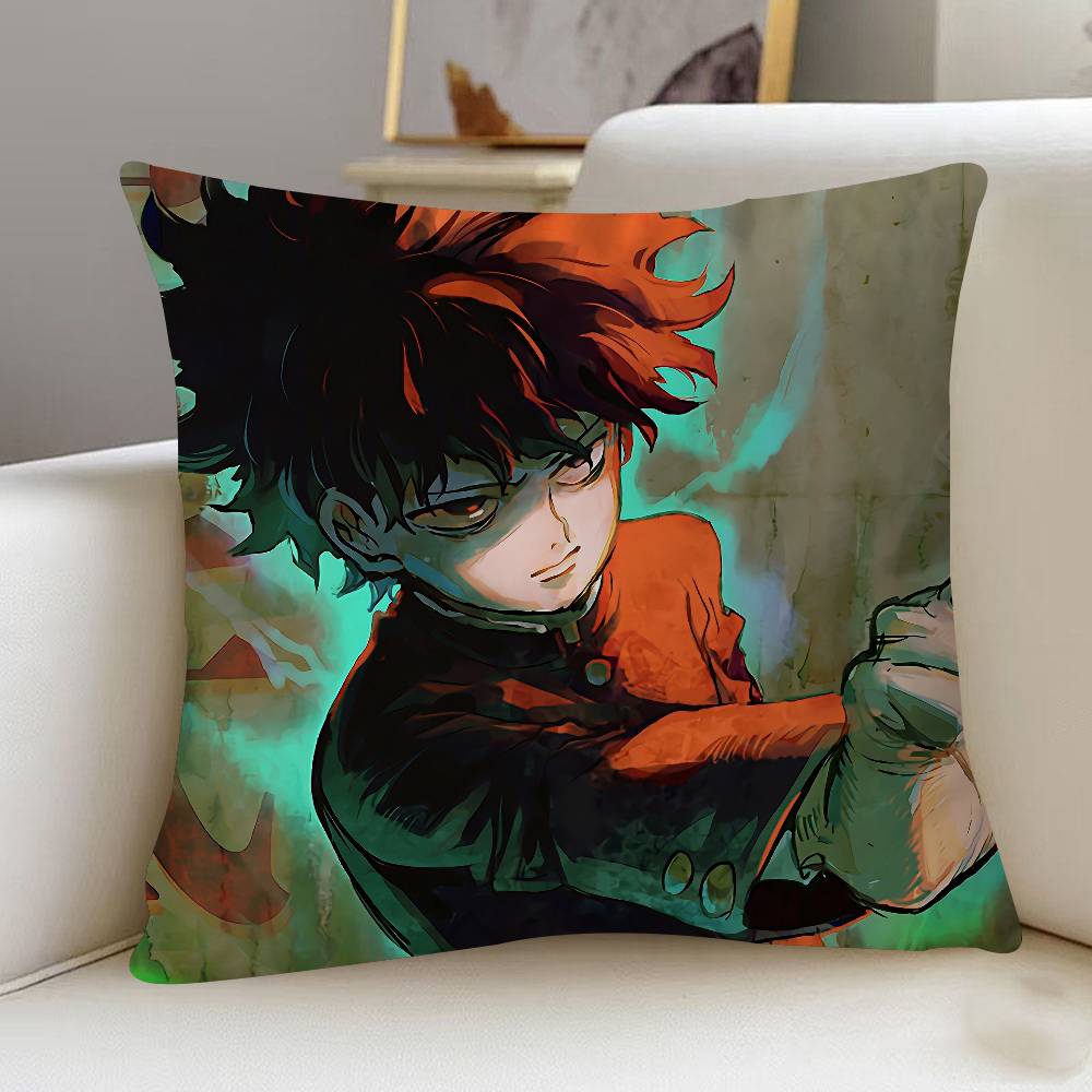 M-MOB PSYCHO 100 Cartoon Animation Pillow Covers Cartoon Sofa Decorative Home Double-sided Printing Short Plush Cute Cushion