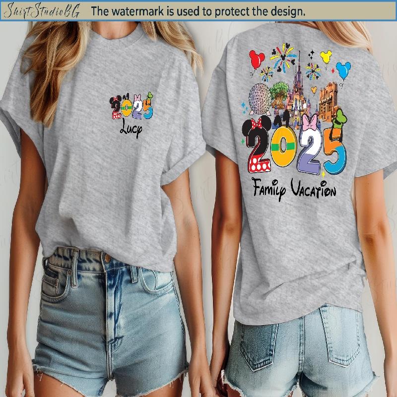 2025-26 Letní móda Mickey Tričko Y2k Klobouk Minnie Mouse Potisk 100% bavlna Potisk Tričko Unisex Volné Tričko