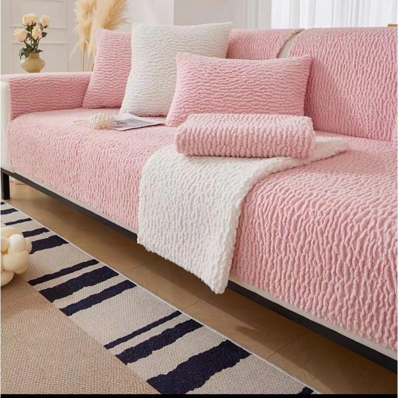 

Простая кремовая подушка для дивана, всесезонная универсальная подушка для гостиной из короткого плюша, полотенце-чехол для спинки дивана, противоскользящая и утолщенная 70*70cm