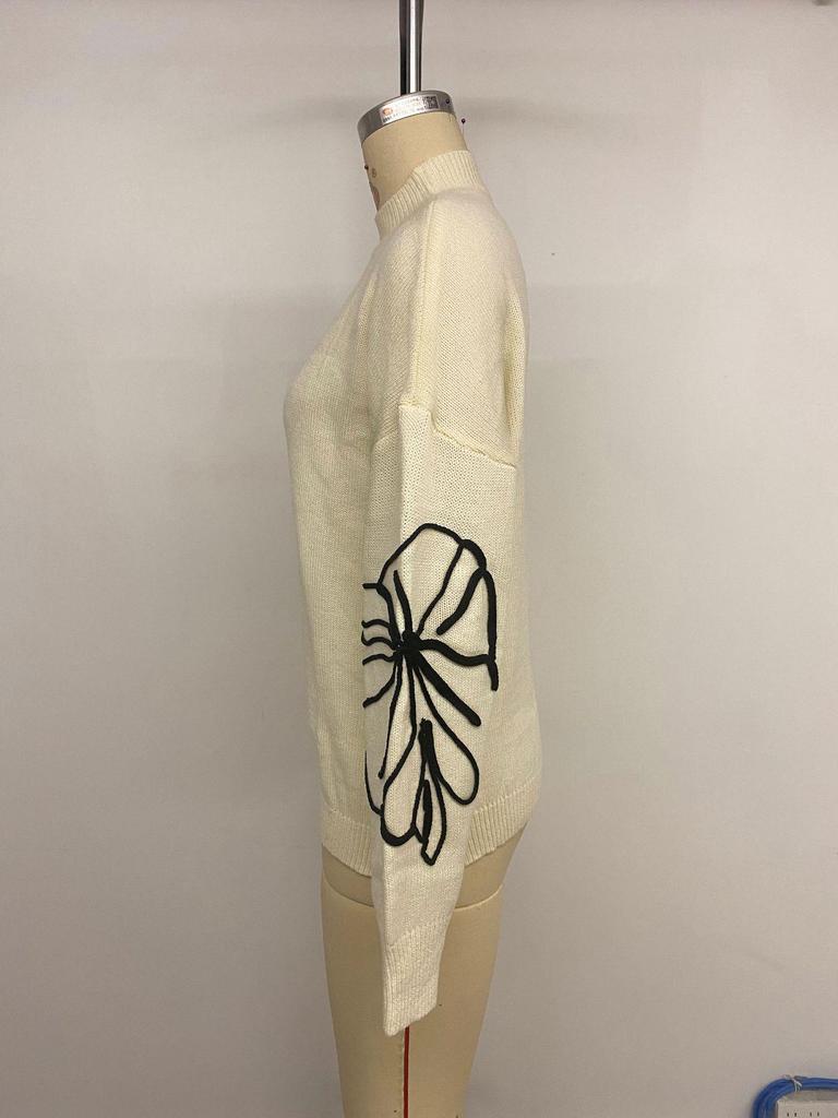 2025 New European & American Autumn Women's Floral Semi-High Neck Sweater