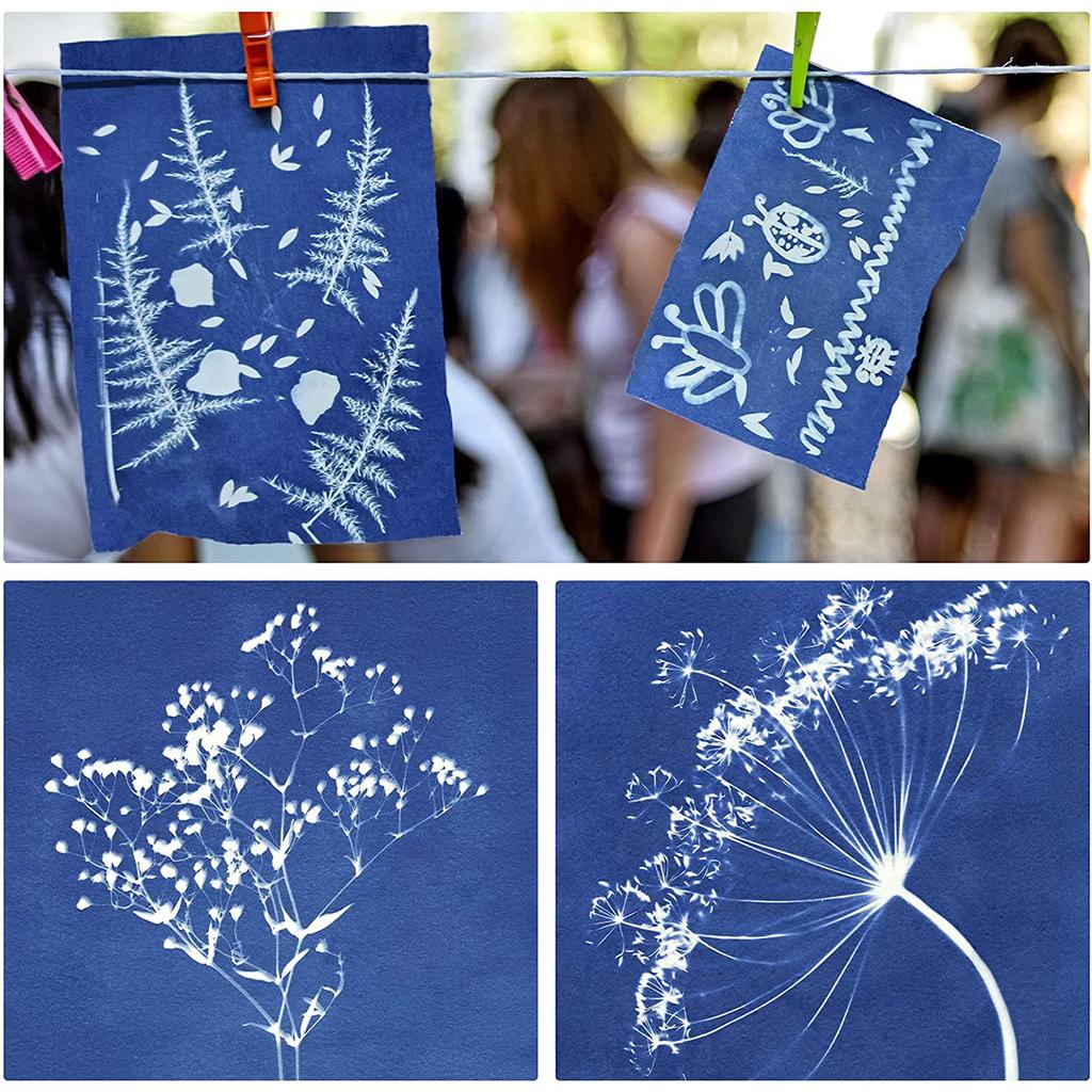 24/40 Stück Cyanotypie-Papier Sonnenlichtpapier Sonne DIY Kunsthandwerk Papier Empfindlichkeit Naturdruckpapier für Kinder Erwachsene Kunsthandwerk
