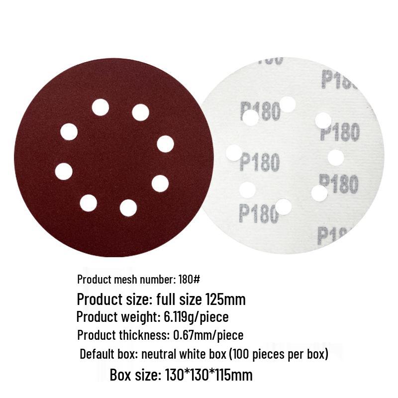 5-inch 8-Hole Red Sandpaper 125MM for Wood Sanding
