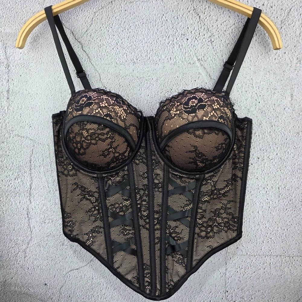 Fishbone Lace Corset Bottoming Shirt Girl's Suspender Vest Chic Slim Lace Crop Top Lady