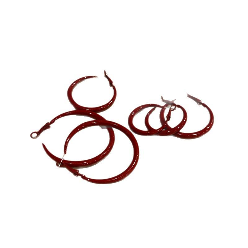 Vintage Hong Kong Red Drop Hoop Earrings: Elegant Women's Clip-On Jewelry
