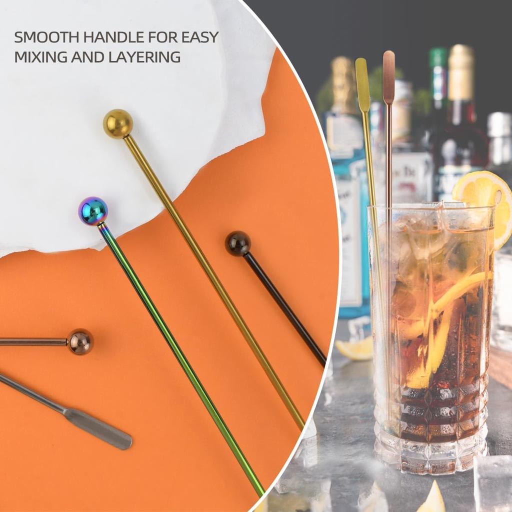 Coffee Stick Stainless Steel Swizzle Stick Reble Metal Stir Sticks Cocktail Coffee Drink Stirrer Spoon Beverage Cocktail Stirrers Stir with Small