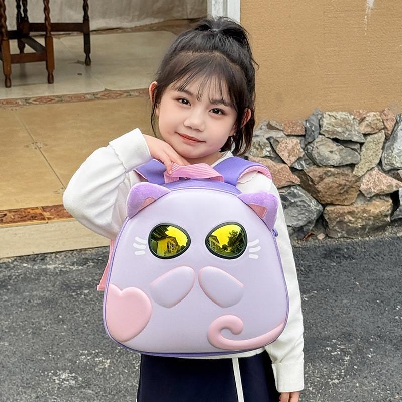 Stylish And Lightweight Childrens Backpack With Charming Cat Image Ideal Preschool For