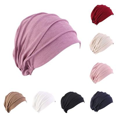 Women Elegant Thickened Elastic Muslim Hijab Beanie Hat Elastic Chemo Hat Headwrap