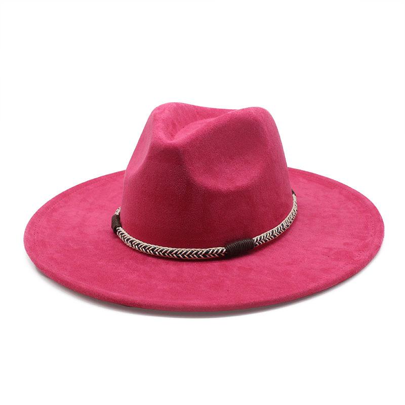 Wish Suede Top Hat Men And Women Couple Big Eaves Hat Flat Edge Gentleman'S Hat